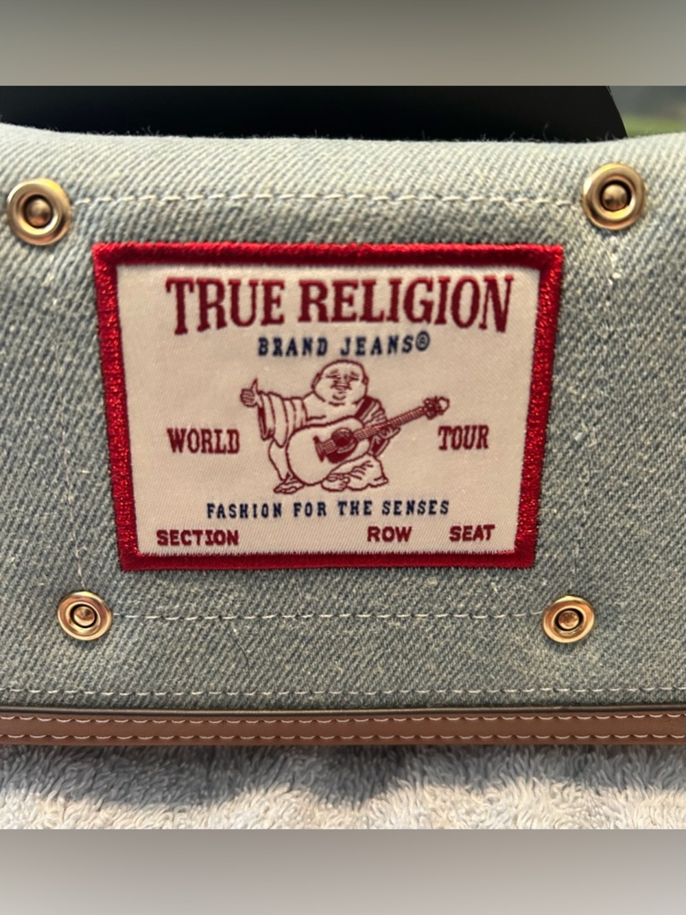 TRUE RELIGION DENIM CROSSBODY/WRISTLET/WALLET, LEATHER TRIM, NEW W/ TAGS! - Picture 3 of 14